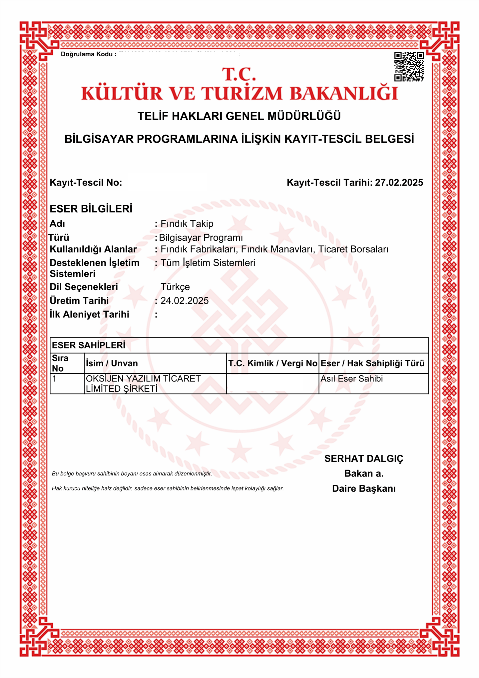 Fındık Takip Telif
